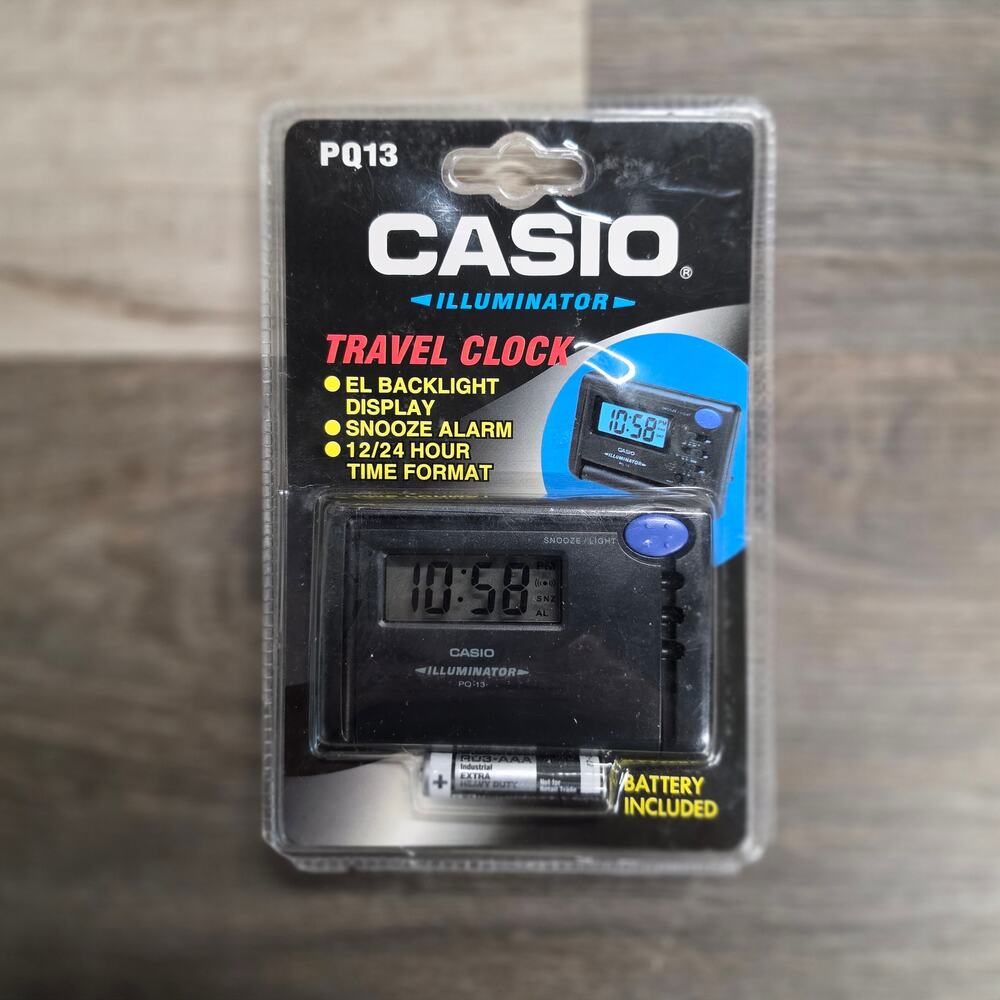 Casio Illuminator PQ13 Digital Travel Clock Backlight Display Alarm New Sealed